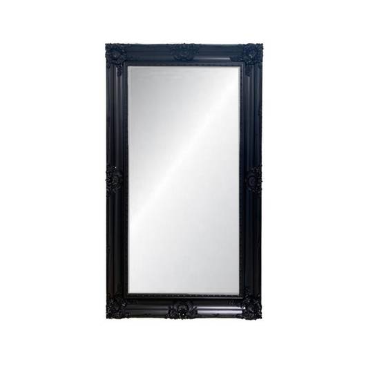 Ornate Bevelled Mirror - Black 220cm